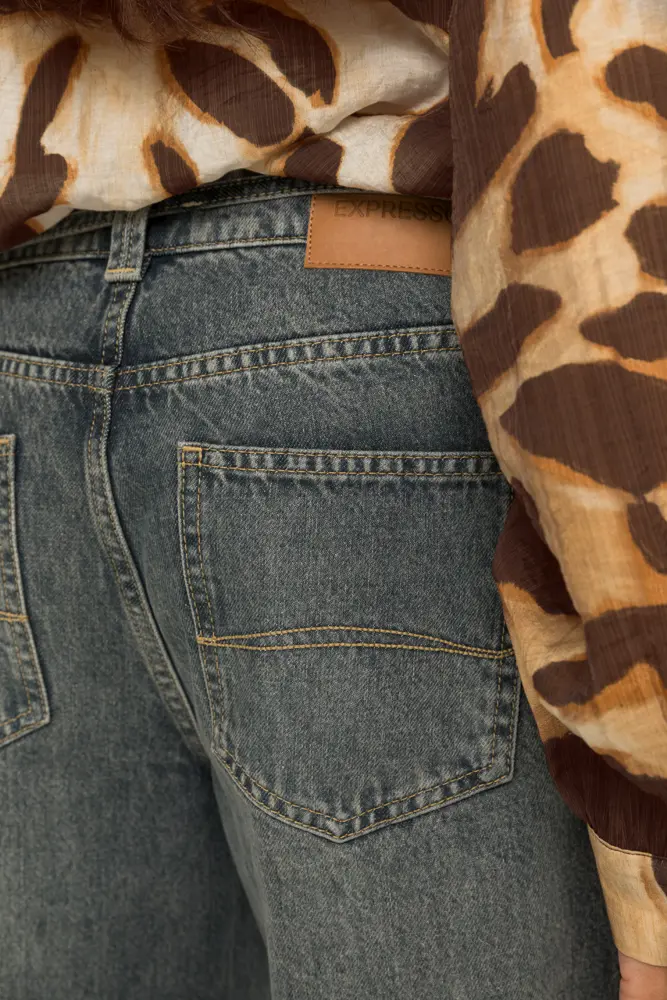 Mid blue wide leg jeans