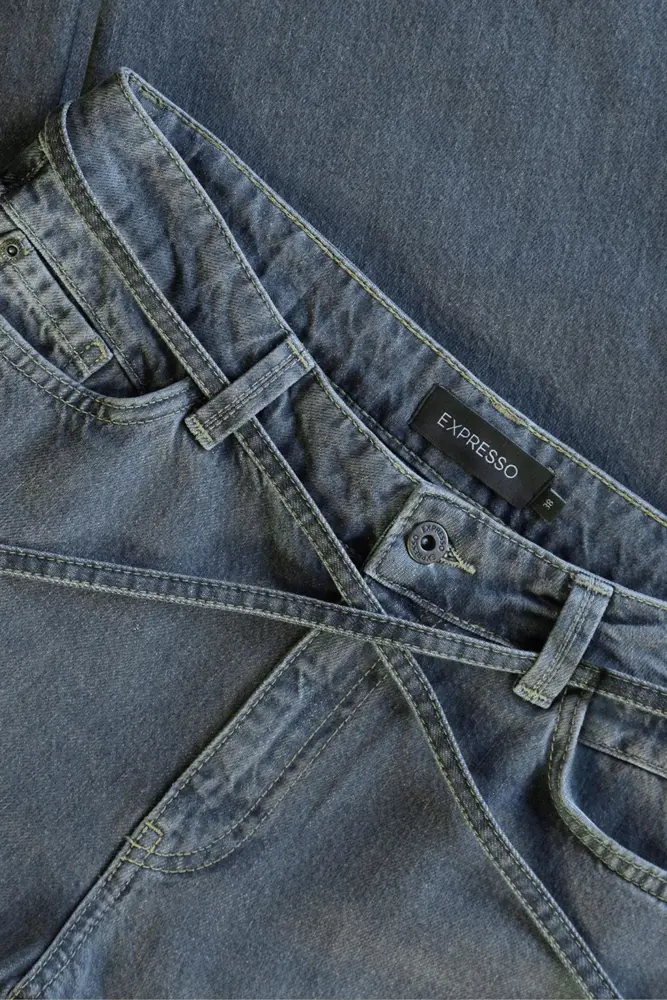 Mid blue wide leg jeans