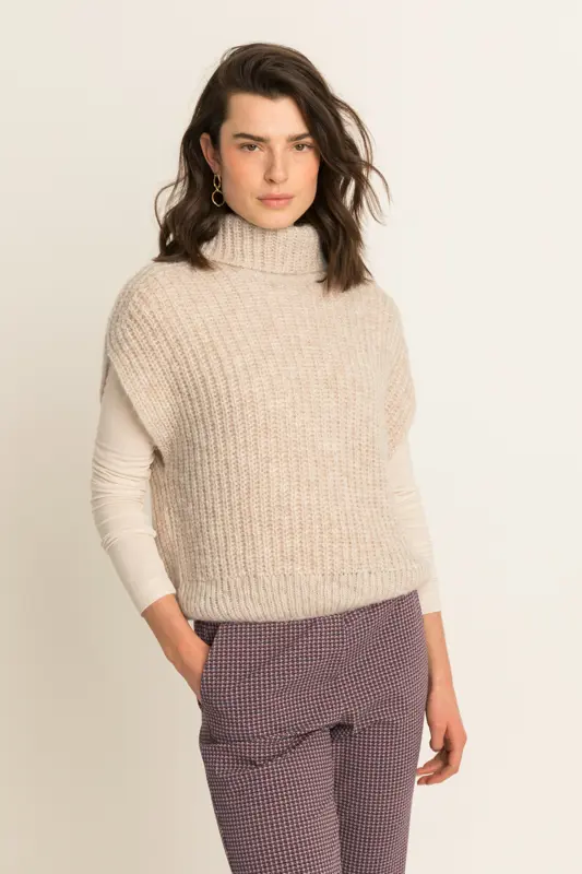 Off-white gebreide top met col