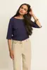 Travel top met boothals