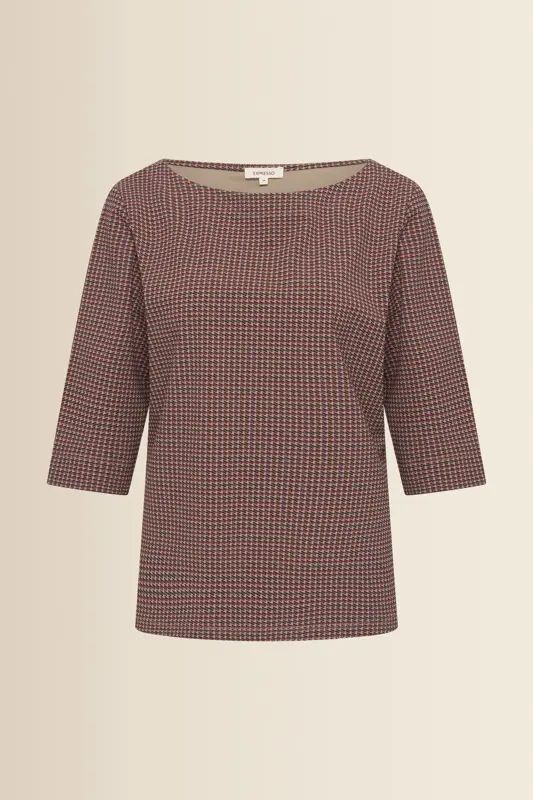 Travel top met grafische print