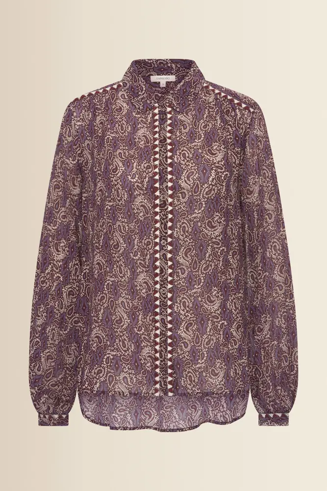 Paisleyblouse met contrastdetail