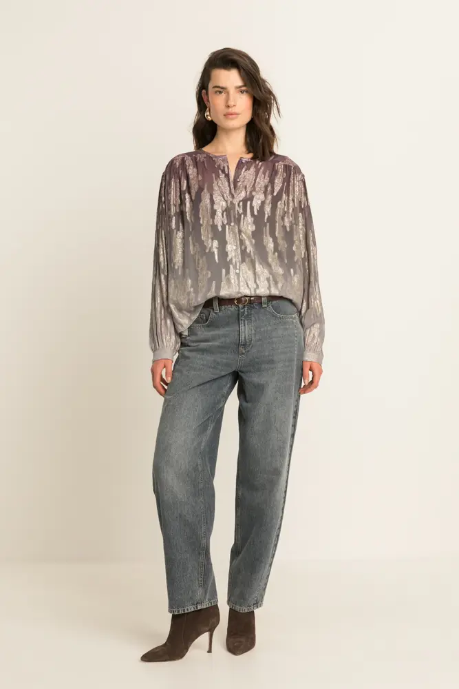 Blouse met metallic print