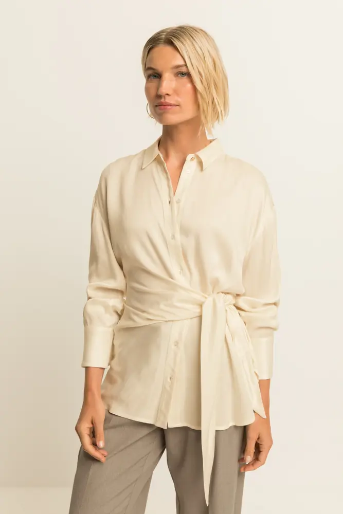 Satijnlook blouse met strikdetail