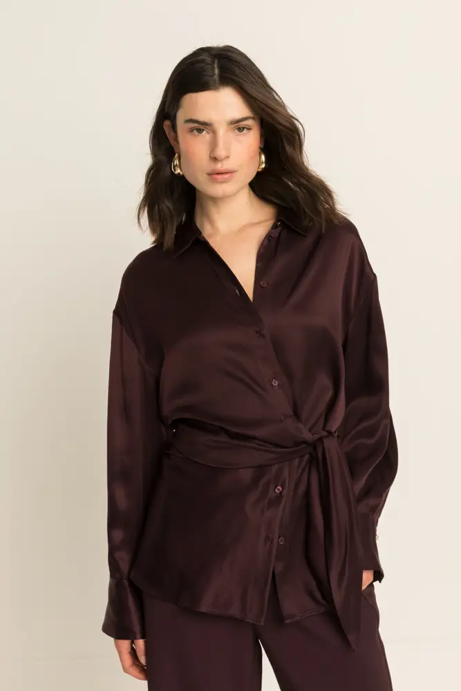 Satijnlook blouse met strikdetail