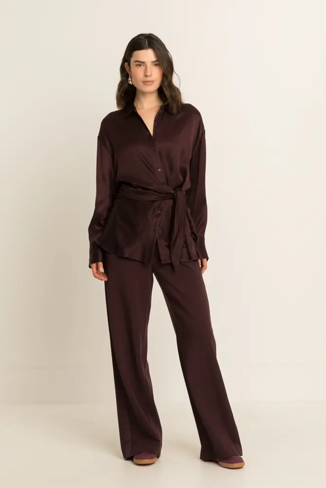 Satijnlook blouse met strikdetail