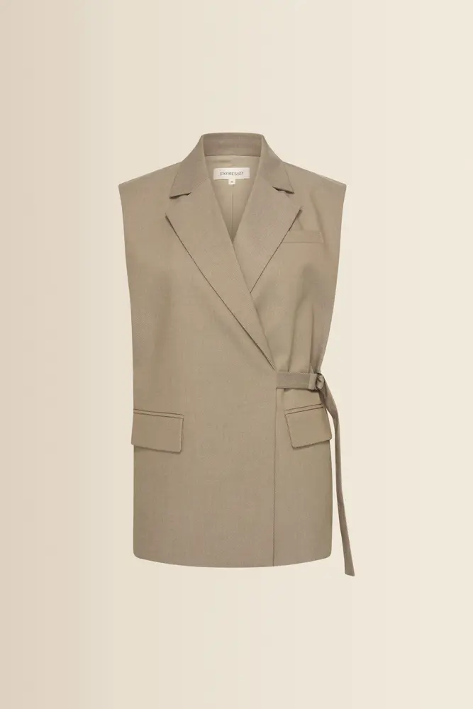 Lang gilet met ceintuur