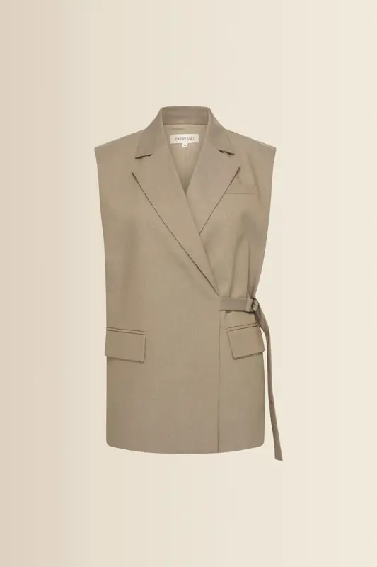 Lang gilet met ceintuur