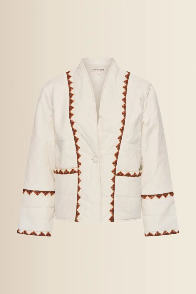 Gewatteerd jasje met borduurdetails