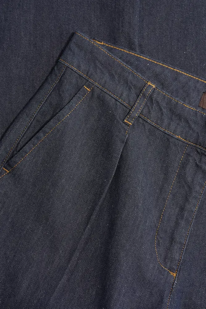 Denim pantalon met wijde pijpen
