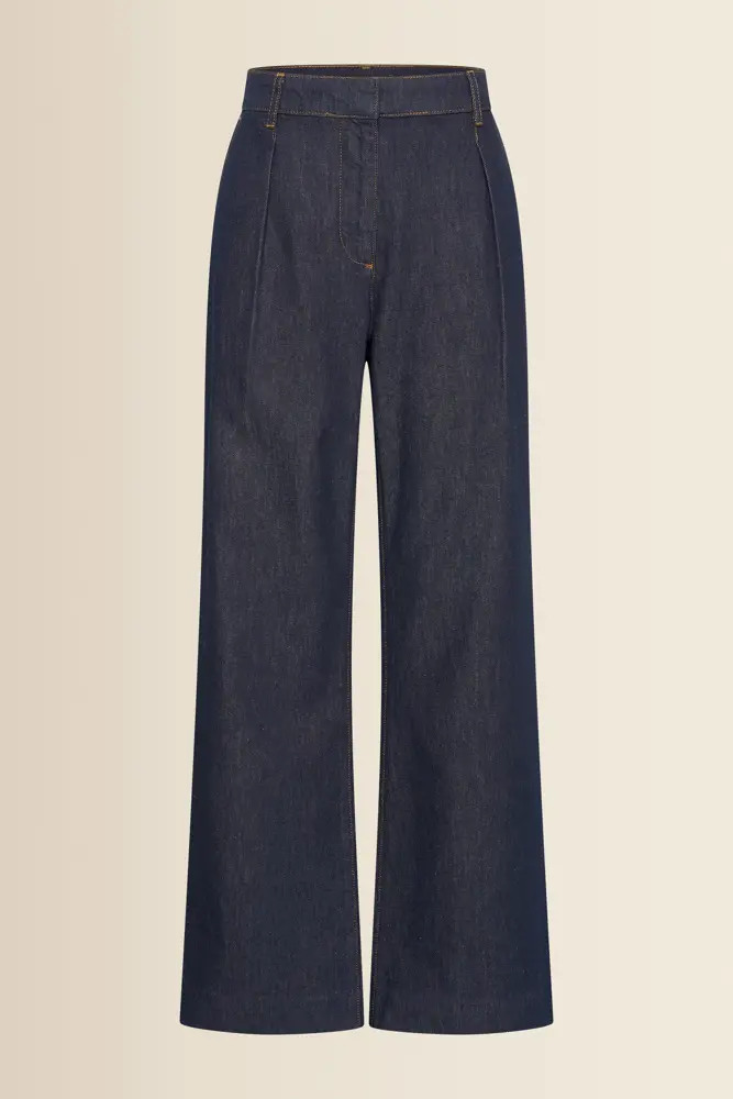 Denim pantalon met wijde pijpen