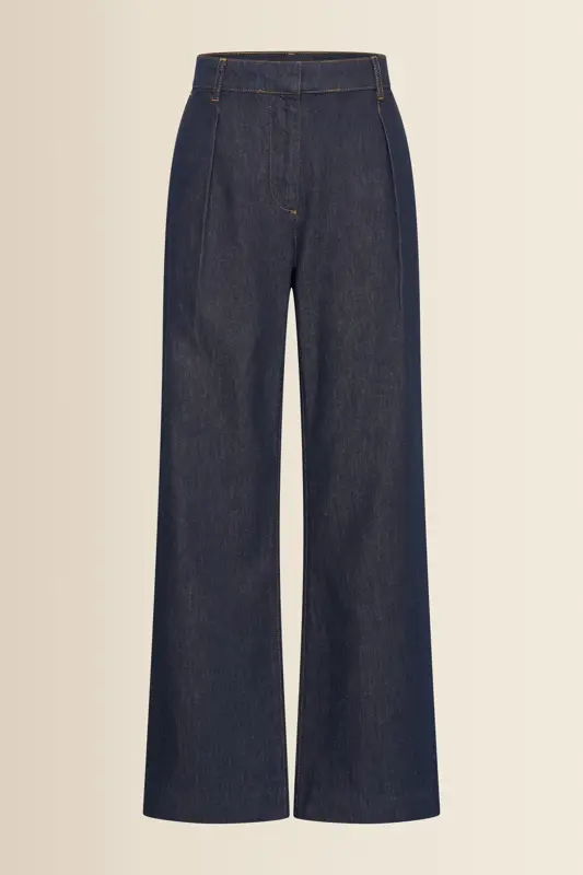 Denim pantalon met wijde pijpen