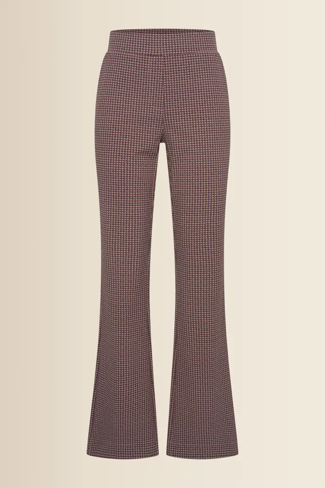 Geruite pantalon met flared pijp