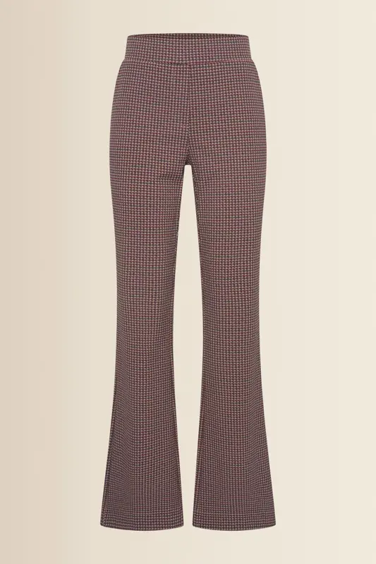 Geruite pantalon met flared pijp