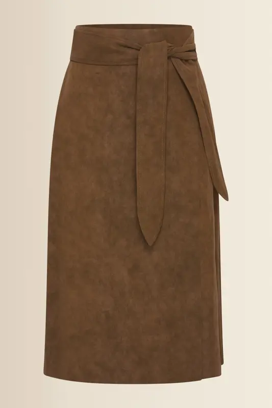Midi-rok met strikceintuur