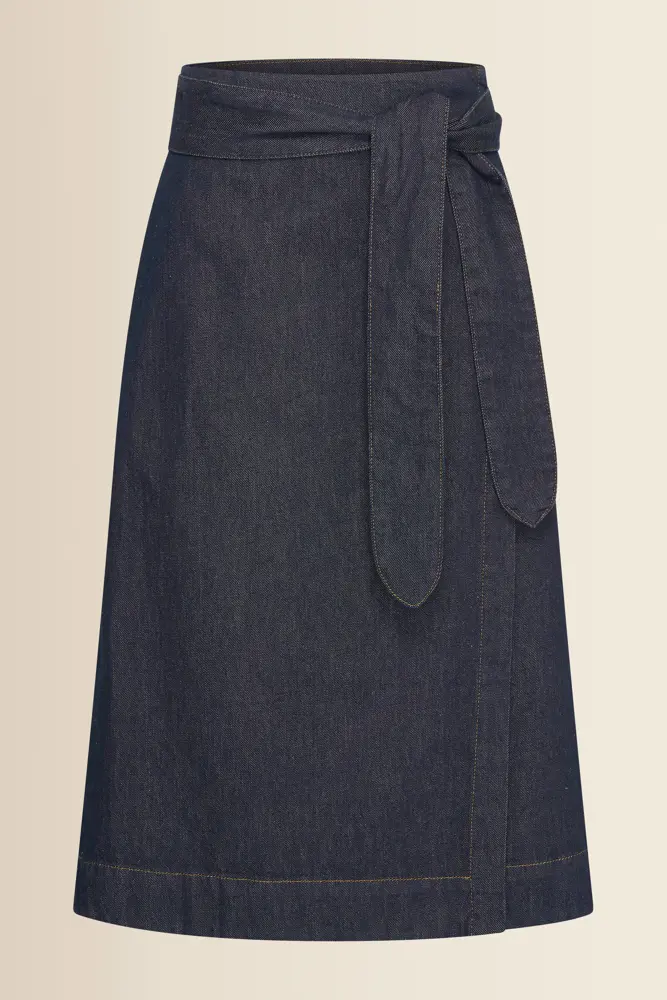 Denim overslagrok met ceintuur