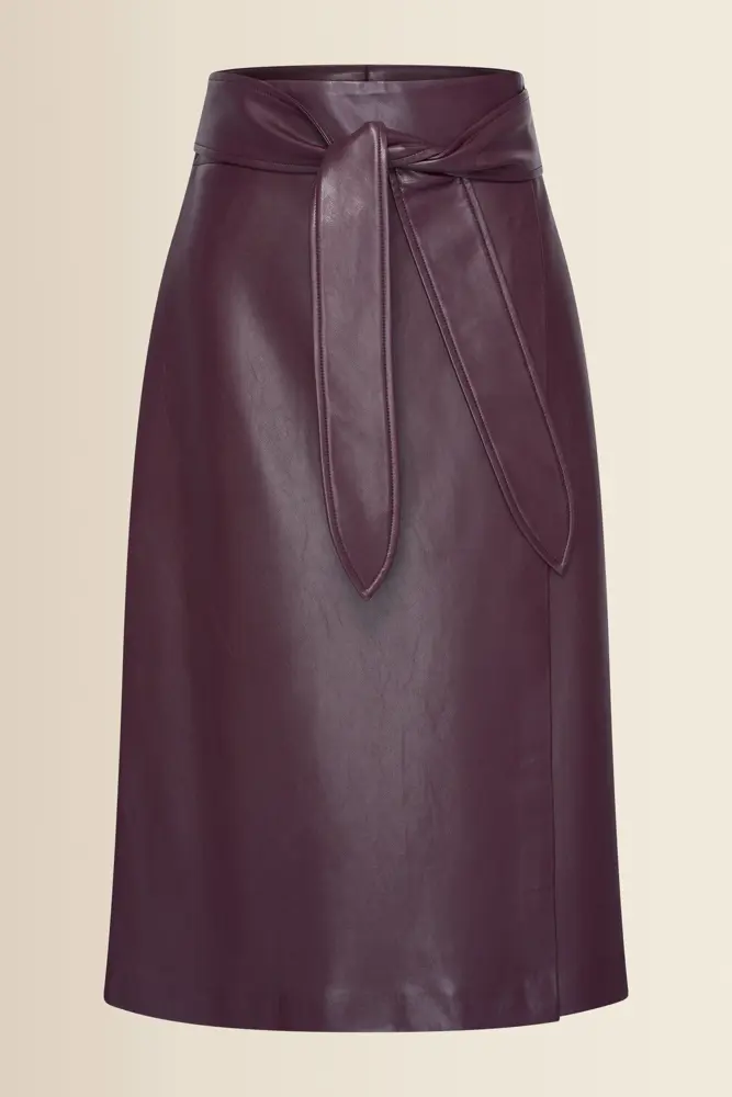 Leerlook rok met overslag
