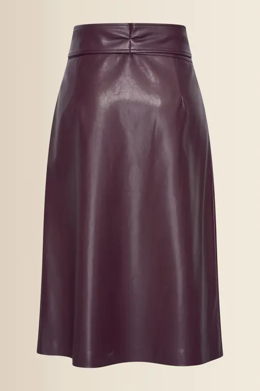 Leerlook rok met overslag