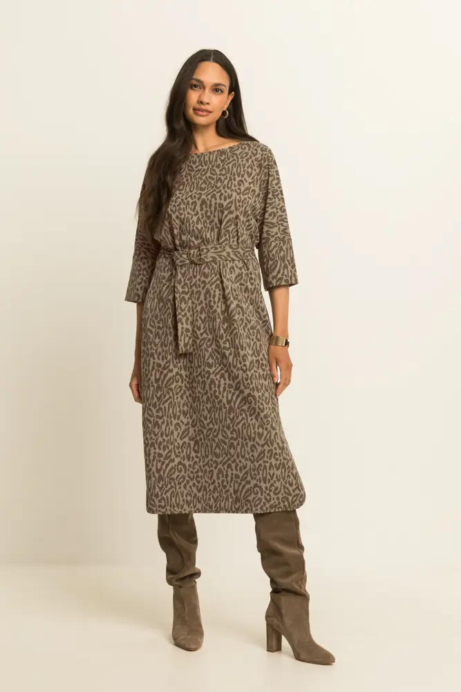 Jersey jurk met ceintuur
