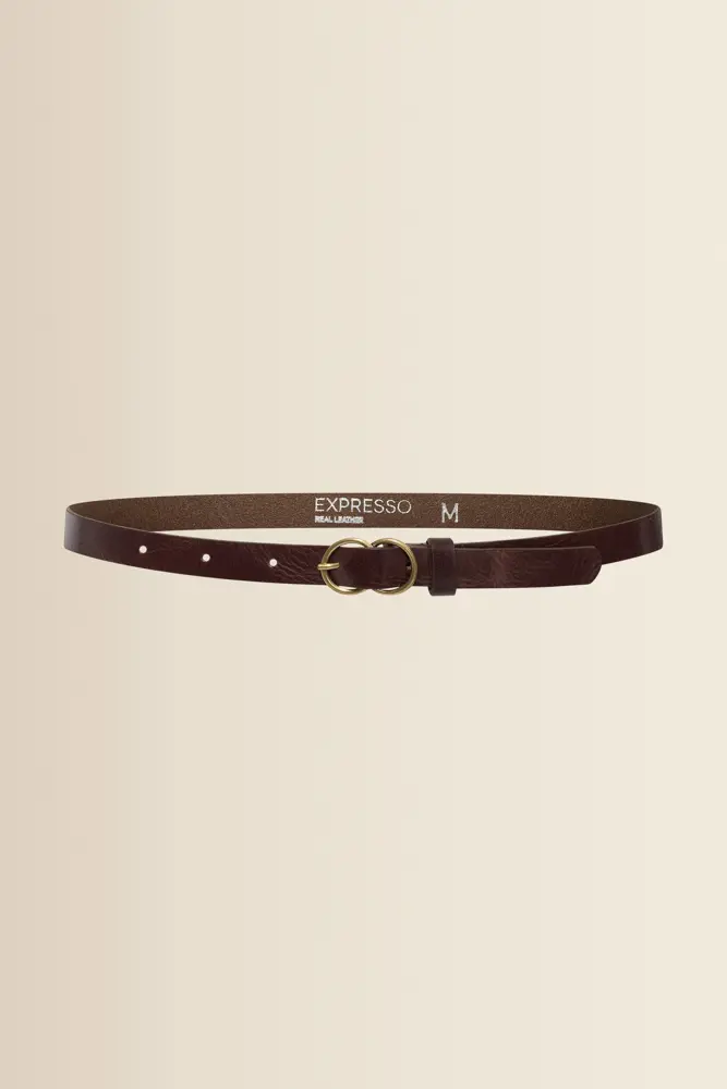 Leren riem met dubbele ringgesp