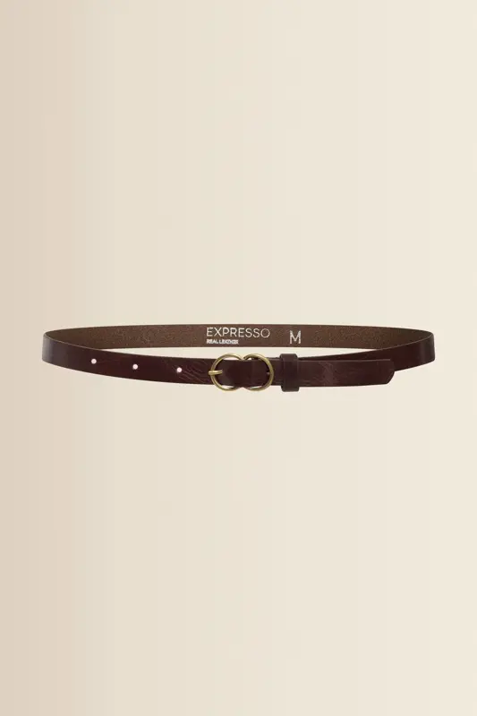 Leren riem met dubbele ringgesp