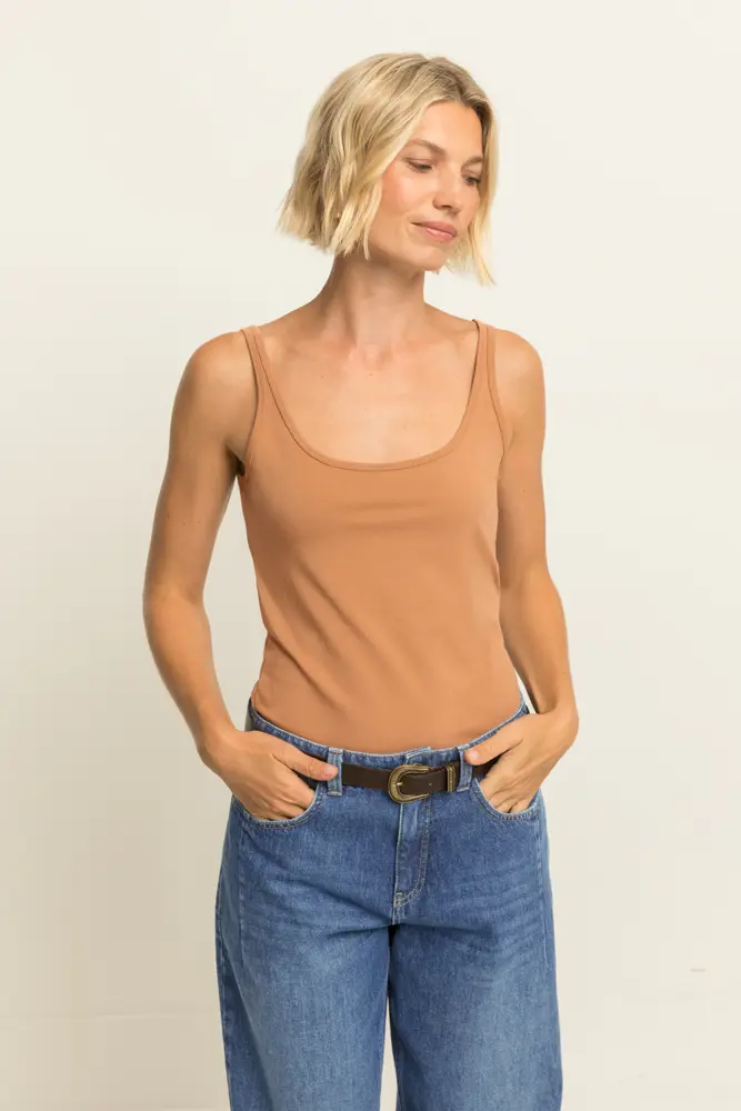 Jersey singlet met ronde hals