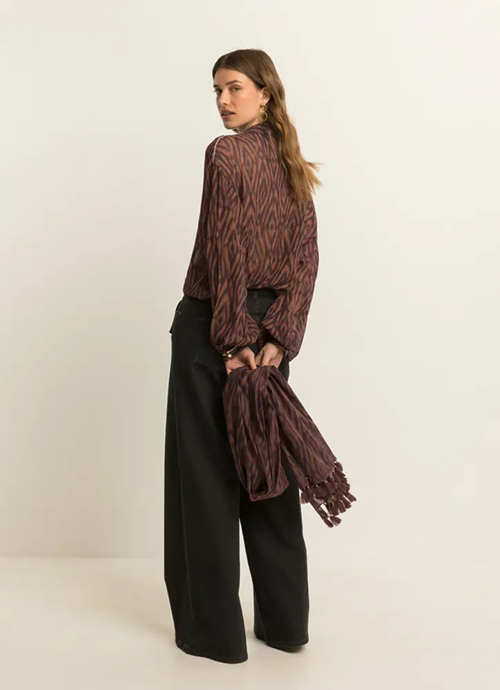 Wide leg jeans met strikceintuur