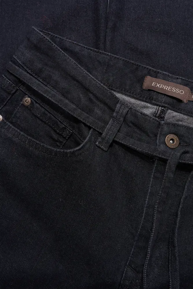 Wide leg jeans met strikceintuur