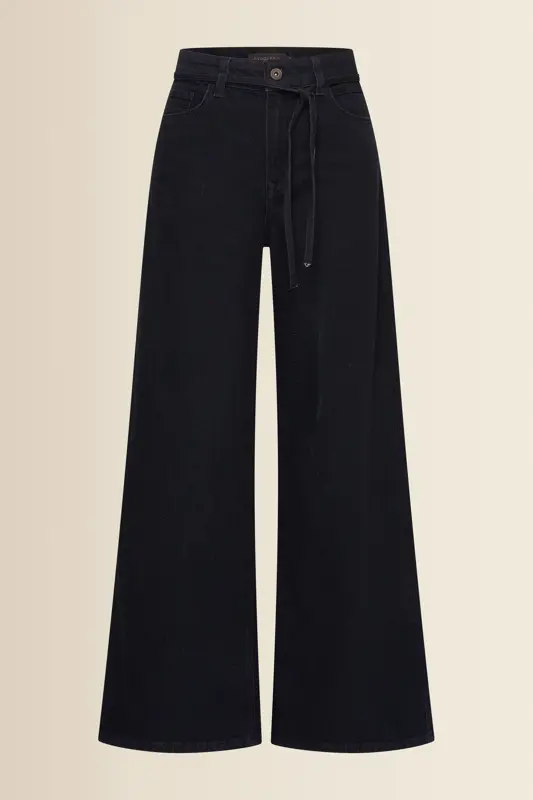 Wide leg jeans met strikceintuur