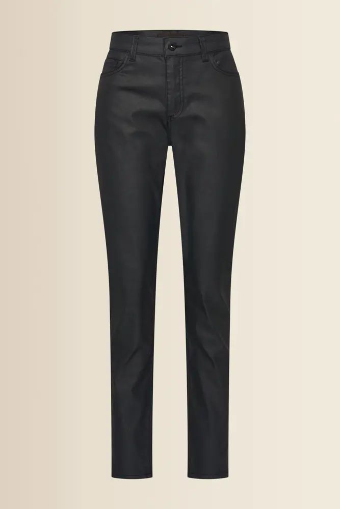 Zwarte slim fit broek met coating