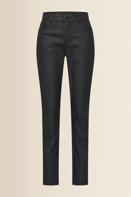 Zwarte slim fit broek met coating