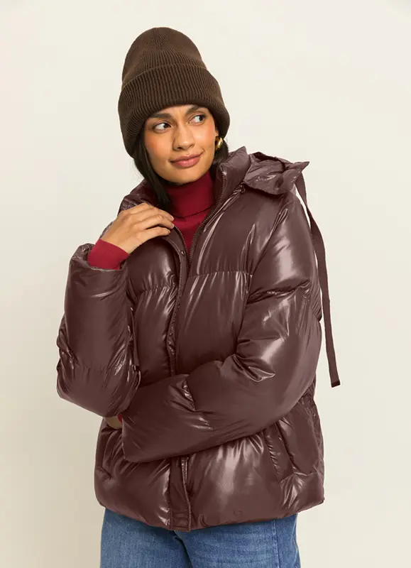 Gewatteerde jas met shawl