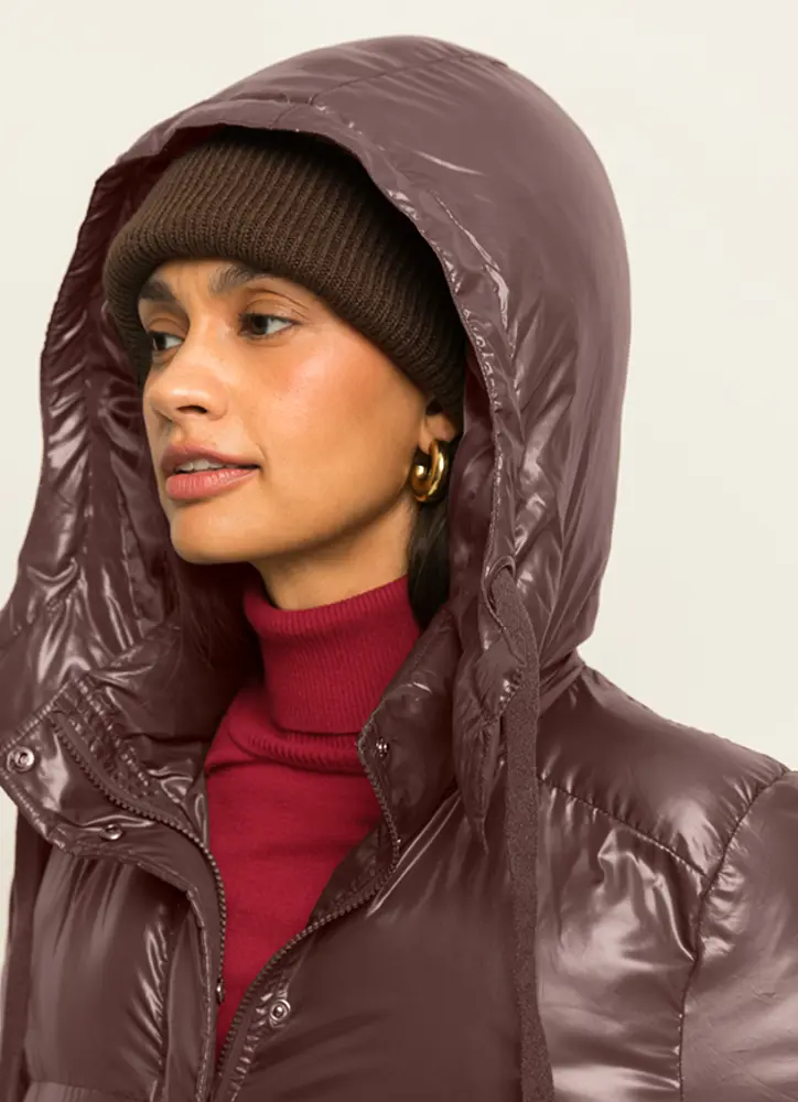 Gewatteerde jas met shawl