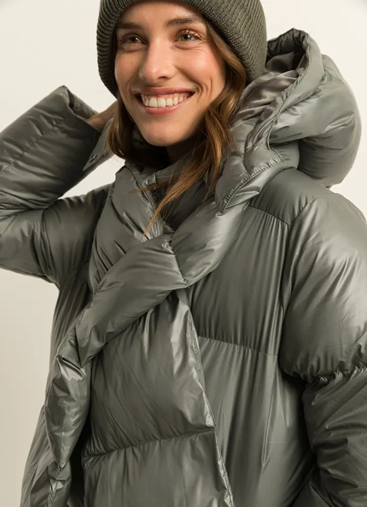 Gewatteerde jas met shawl