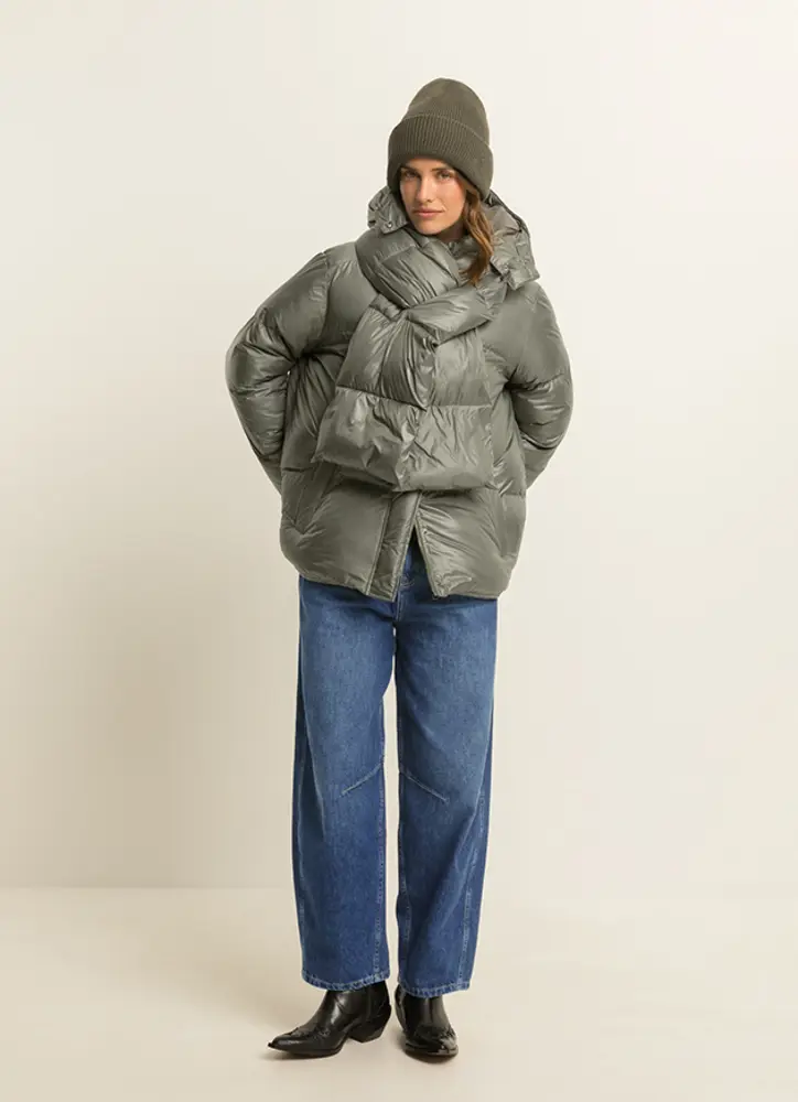 Gewatteerde jas met shawl