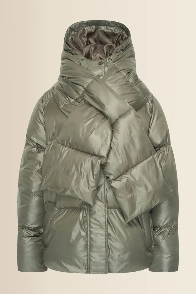 Gewatteerde jas met shawl