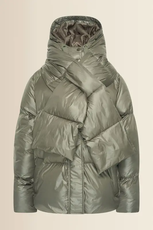 Gewatteerde jas met shawl