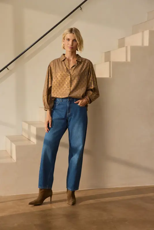 Blouse met metallic glans