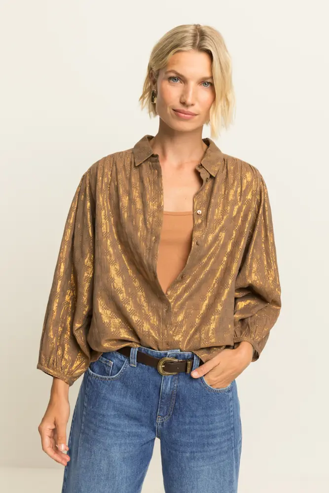 Blouse met metallic glans