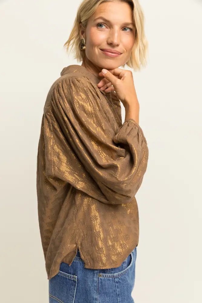 Blouse met metallic glans