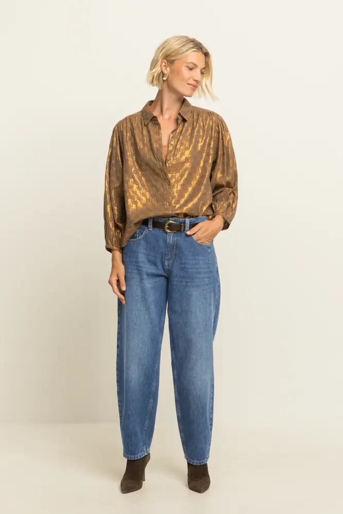 Blouse met metallic glans