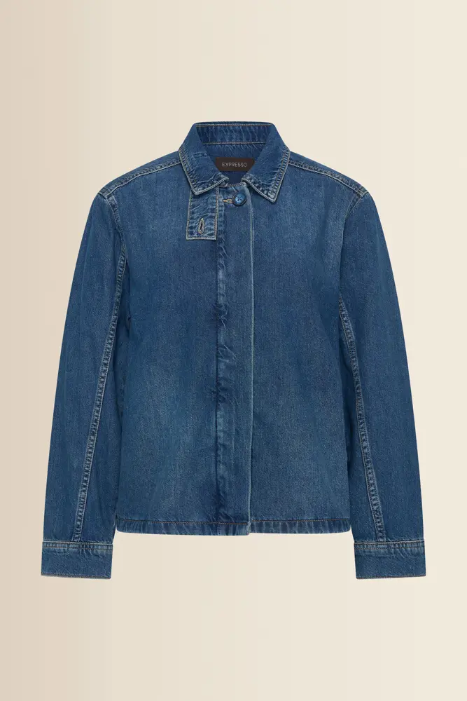 Denim jasje met contrasterende stiksels