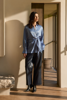 Leatherlook pantalon met wijde pijp