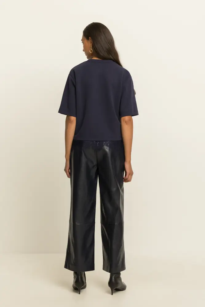 Leatherlook pantalon met wijde pijp