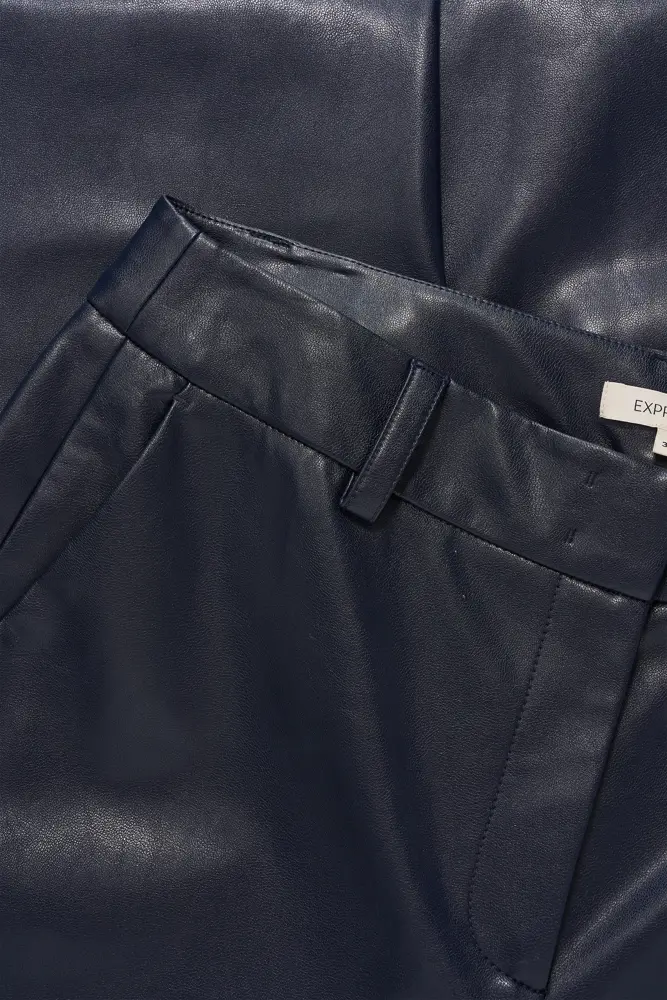 Leatherlook pantalon met wijde pijp