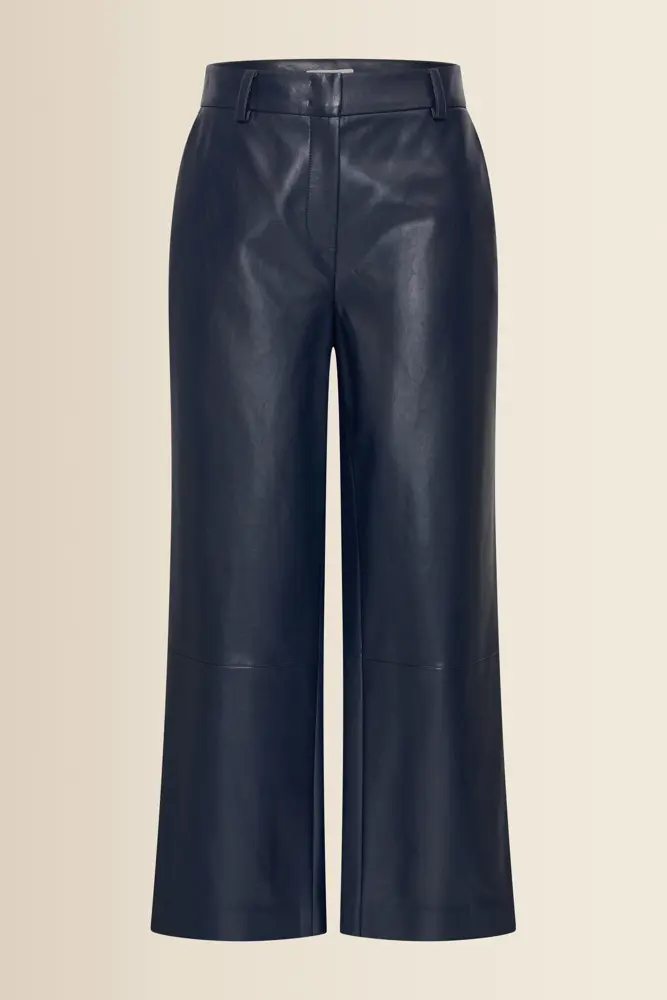 Leatherlook pantalon met wijde pijp