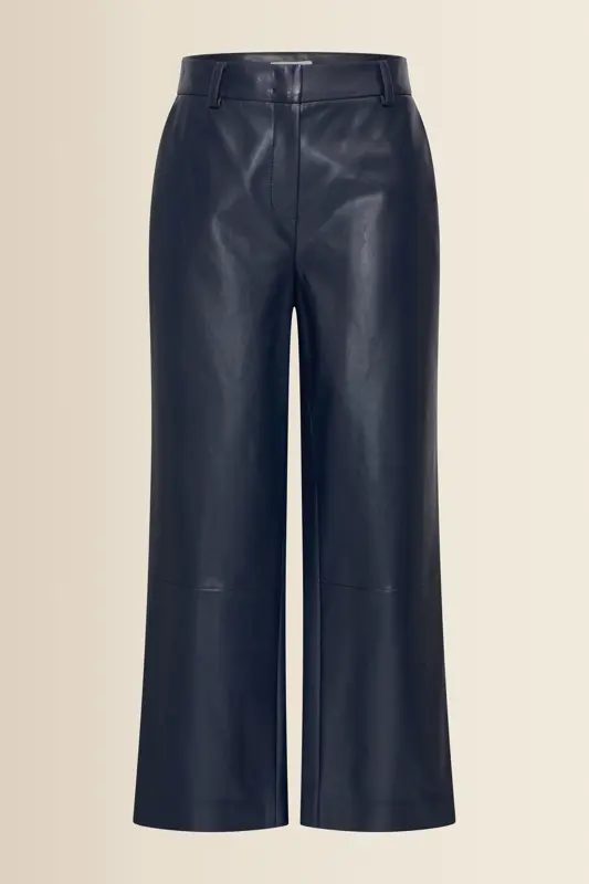 Leatherlook pantalon met wijde pijp