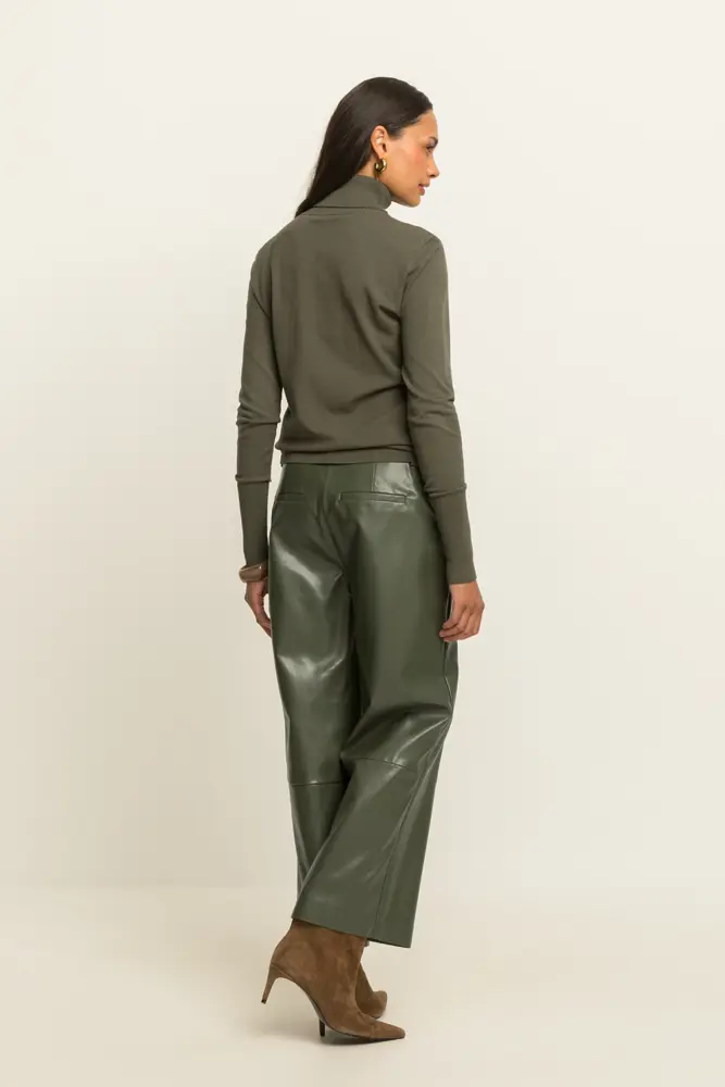 Leatherlook pantalon met wijde pijp