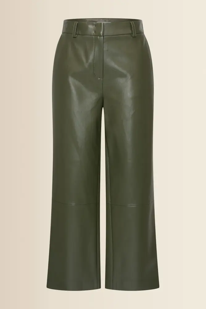 Leatherlook pantalon met wijde pijp