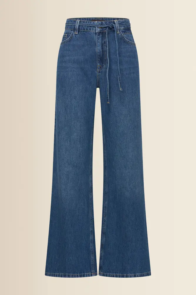Wide leg jeans met strikceintuur
